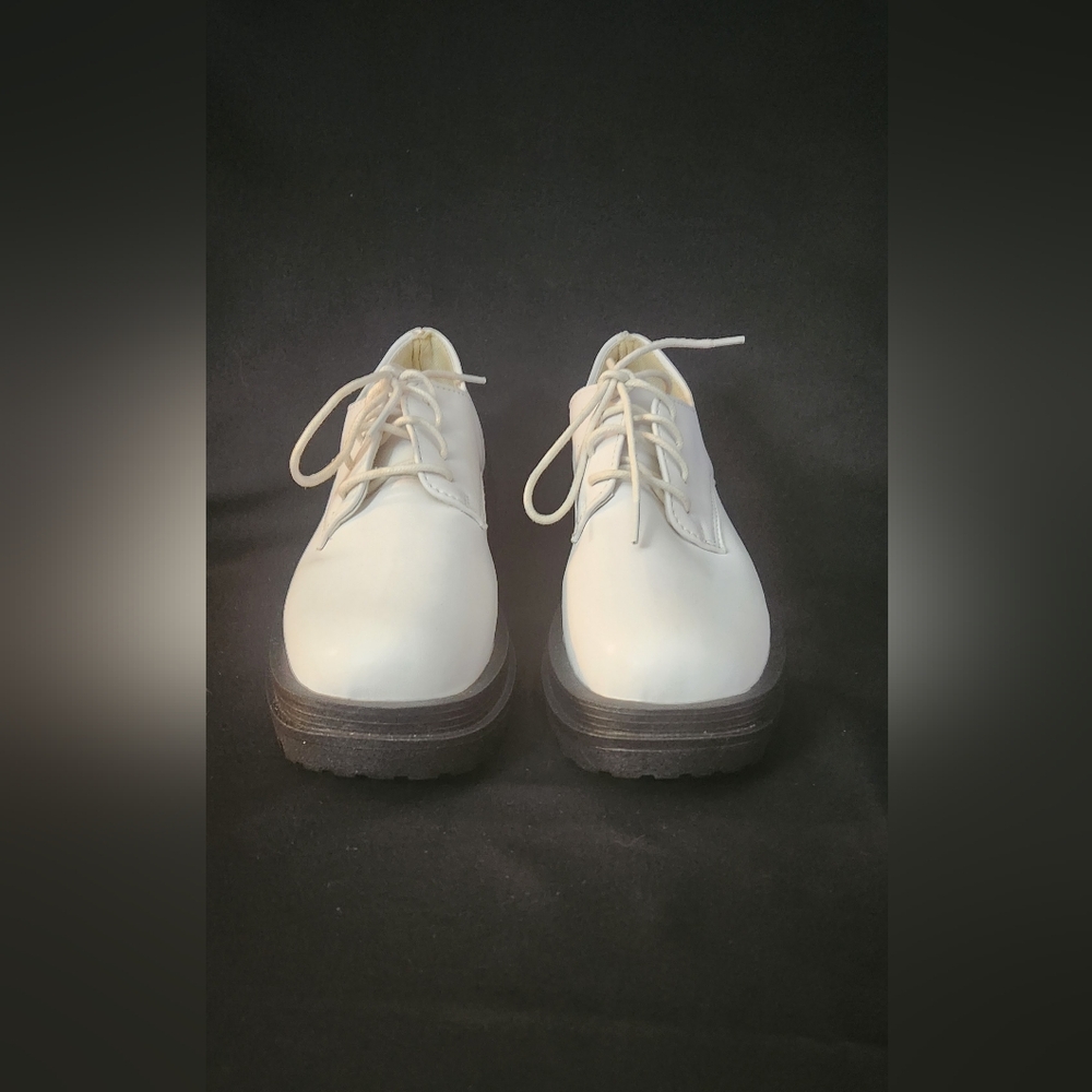 Women's White Chunky Oxfords Size 7.5 - Picture 2 of 16